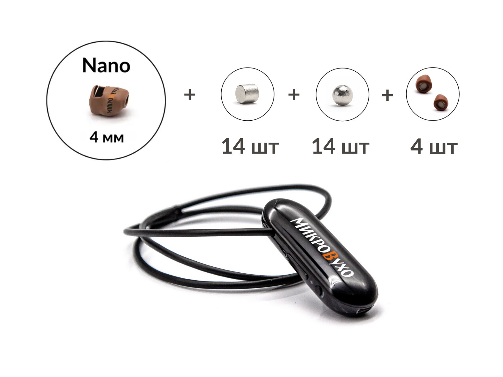 Универсальная гарнитура Bluetooth Pro с капсулой Nano 4 мм и магнитами 2 мм - изображение